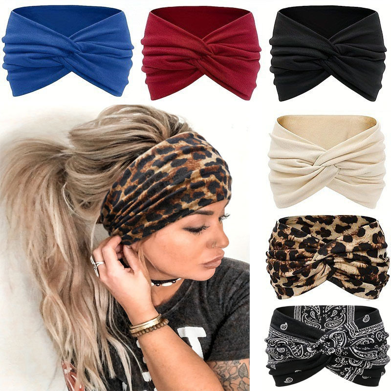 European and American New Women's Widened Headband Yoga Elastic Headband Fitness Running Non-slip Sweat-wicking Headband Headwear