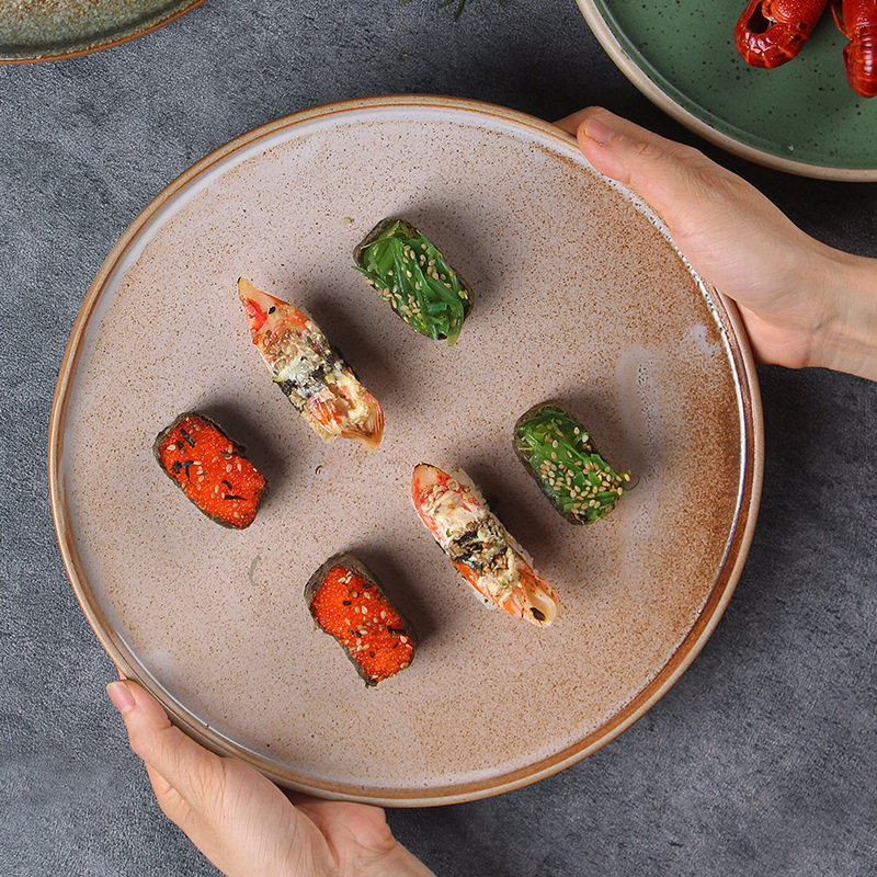 Light luxury minimalist plate ins high color value multi-purpose afternoon tea exquisite cake plate household color glaze disc wholesale