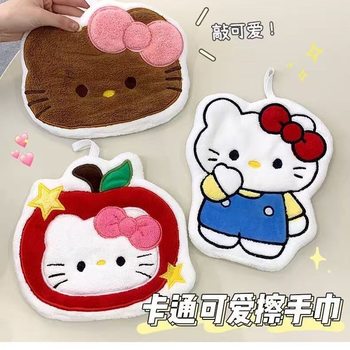 Creative Cartoon Kt Cat Hand Towel Hanging Absorbent Quick-Drying Kidsren's Towel Bathroom Kitchen Handkerchief Rag