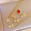 Necklace Women's Summer Tulip Flowers Titanium Steel Hot Selling Accessories Women's All-match High-end Necklace