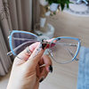 Business Hollow Eyebrow Fashion Anti-Blue Light Flat Mirror Metal Nearby Frame Retro Optical Frame