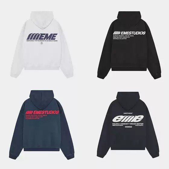 eme studio Trendy Cross-Border Unisex Hoodie Cotton Heavyweight Hooded Sweatshirt Hoodie