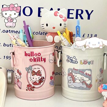 Ins Cute Cinnamon Dog Hello Kitty Sanrio Student Girl Storage Plastic Pen Storage Large Capacity Sundries Storage