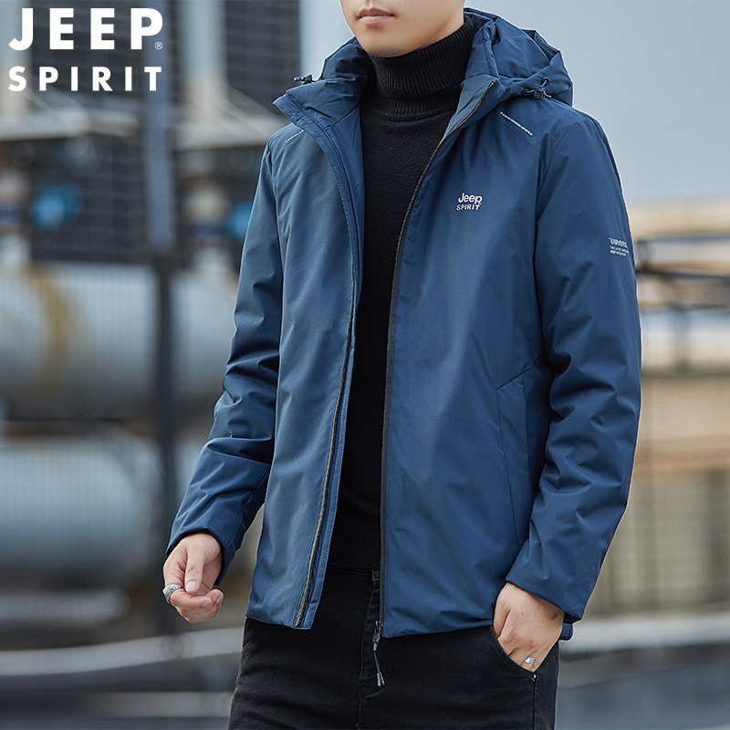 JEEP SPIRIT down jacket men's short all-match down jacket winter fashion hooded jacket trendy HL7174