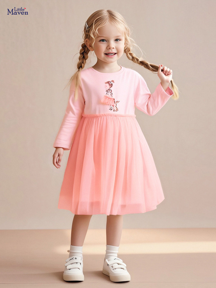 [Style] Kids' Dress, New Autumn Tulle Skirt, Cute Long-sleeve Kids' Dress Wholesale