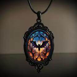 Fashion Classic Elegant Oval Glass Black Base Pendant Necklace Factory Direct Sales