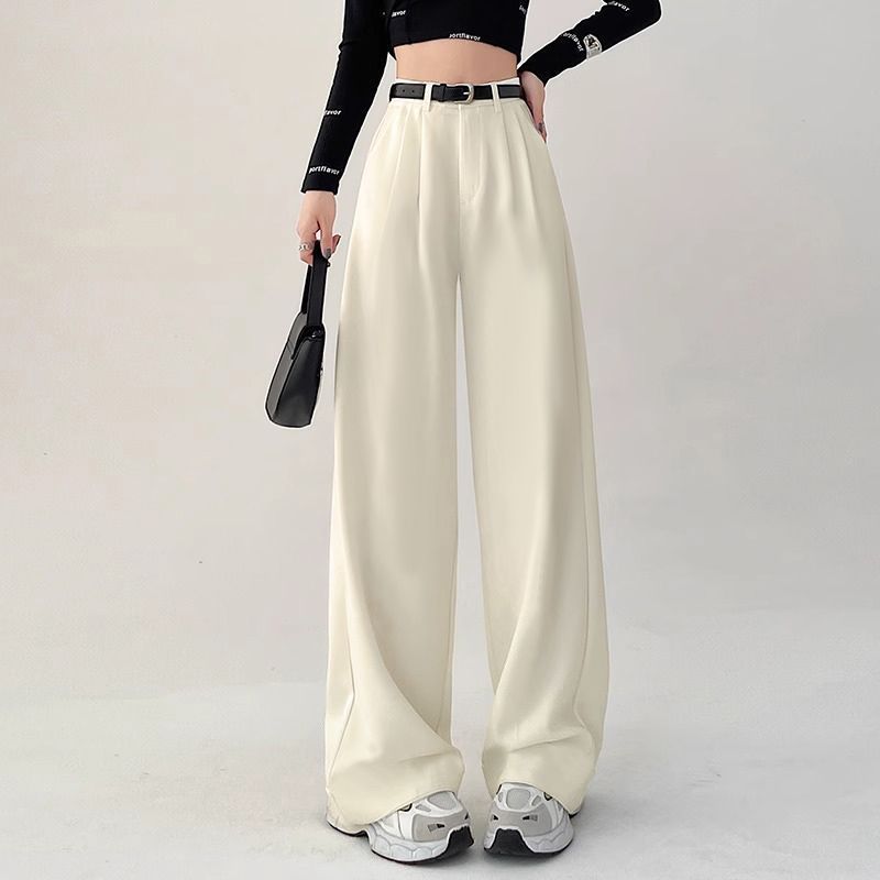 High Waisted Wide Leg Trousers Loose Fit Elegant Draping Versatile Style Perfect for Casual or Formal Occasions