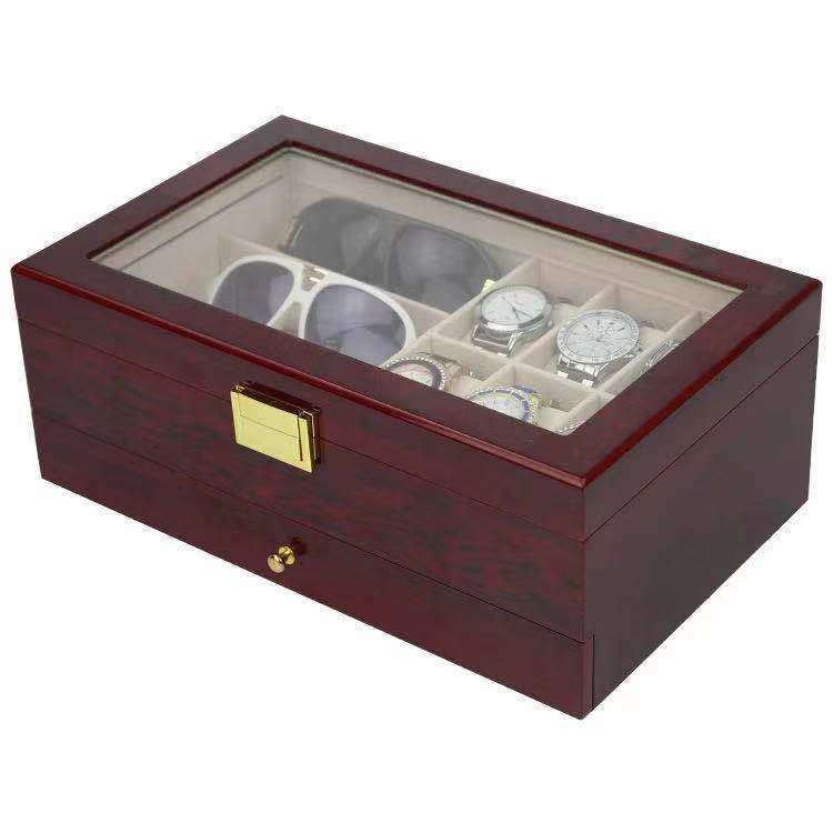 Paint double-layer watch glasses jewelry box watch glasses box three-in-one storage box jewelry watch display box