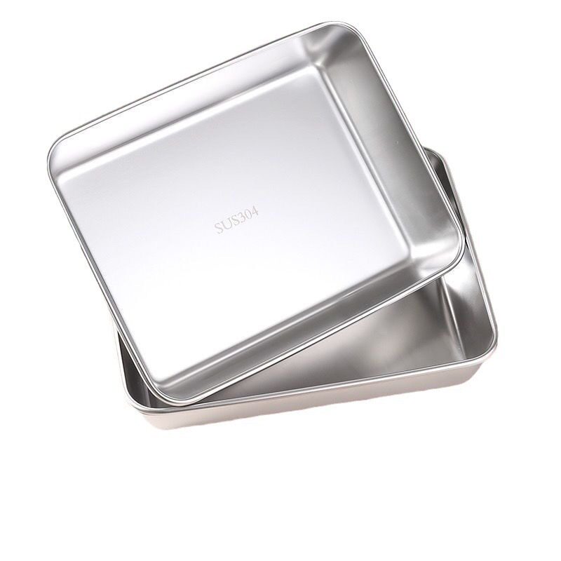 Square Plate, Stainless Steel Dinner Plate, Hot Pot Preparation Plate, Deep Plate, Tray, Towel Plate, Barbecue Plate, Household Fish Plate