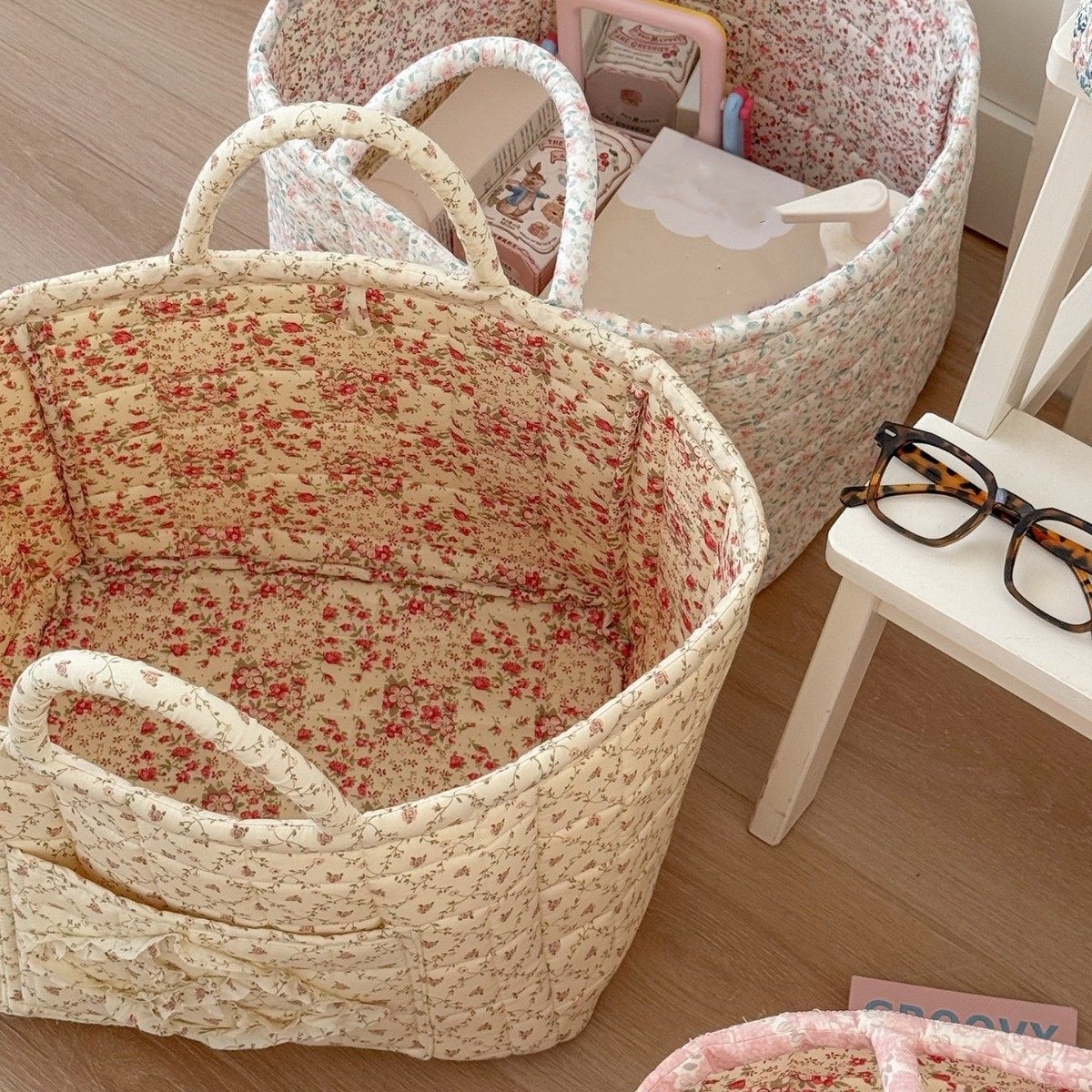 Floral High-value Lightweight Dirty Clothes Storage Basket Sweet Fresh Style Foldable Portable Storage Box
