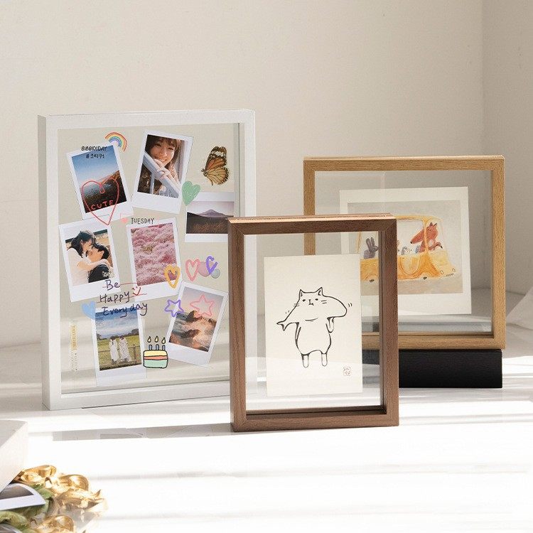 Double-sided Transparent Photo Frame Table 7-inch 6 Calligraphy Framed Ornaments Calligraphy and Painting Real Glass Radio Display Frame A4 Frame
