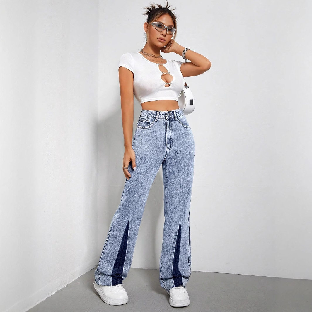 High Waisted Wide Leg Denim Pants Loose Fit Floor Length Casual Style Perfect for Everyday Wear Wholesale Available