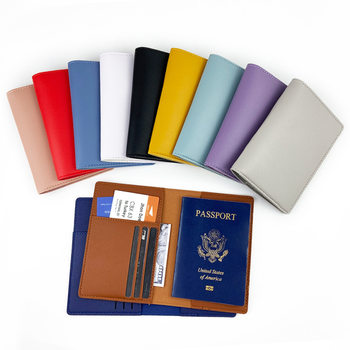 Multi-Color Simple Plain Pu Card Holder Travel Portable Passport Cover High-Quality Lightweight Solid Color Compact Exquisite Card Case