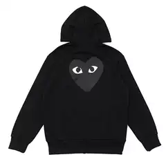 Men's Fleece-Lined Hoodie Winter New Zip-Up Jacket Play Print Love Pattern Casual Stylish Cross-Border Hot Seller