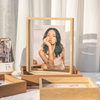 Solid Wood Texture Photo Frame Display Stand 6-Inch 8 Embossed Double-Sided Glass Photo Frame Album Specimen Frame Transparent Solid Wood Photo Frame