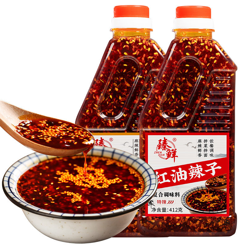 Sichuan red oil chili oil 412g hot pepper spicy super spicy chili sauce salad seasoning household hot pepper