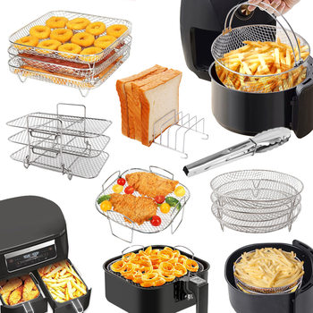 Stainless Steel Barbecue Plate Air Fryer Accessories Grilling Basket Baking Oven Outdoor Baking Pan Cross-Border Hot Selling