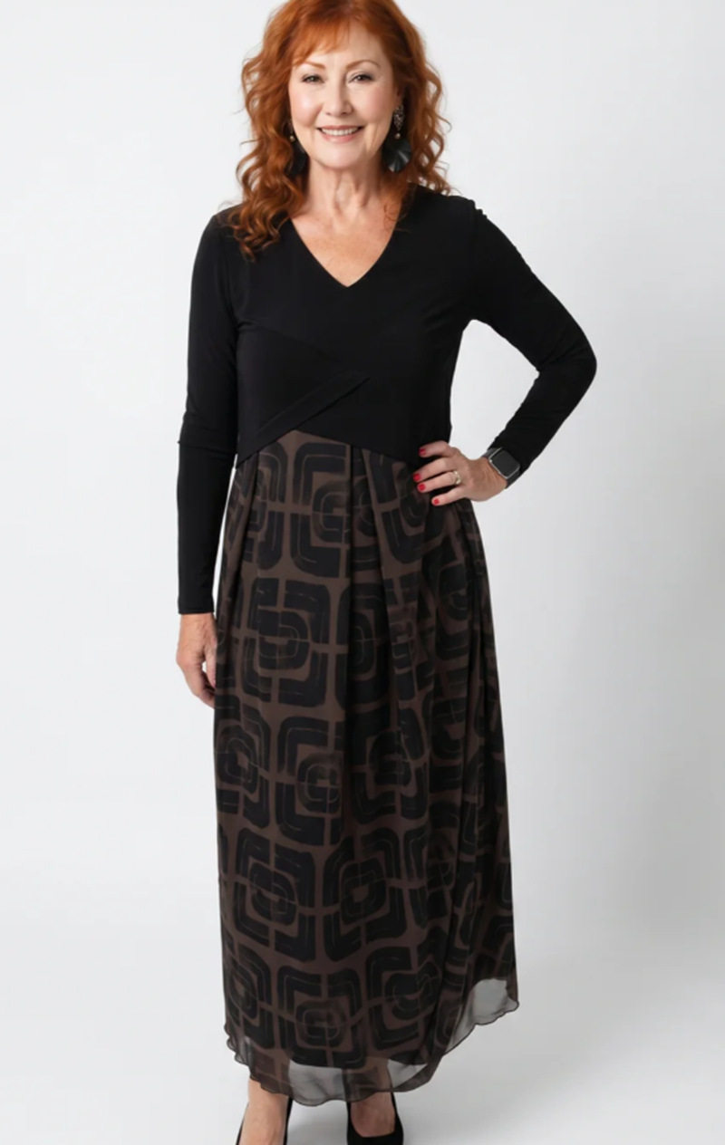 3D Effect Casual V Neck Long Sleeve Loose Dress Spring Summer Collection Womens Fashion Wholesale Available