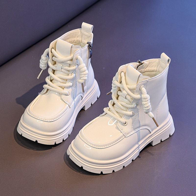 Girls' Patent Leather Boots 2025 Spring and Autumn New Children's Martin Boots Fashionable Versatile Short Boots Trendy Versatile Fashion