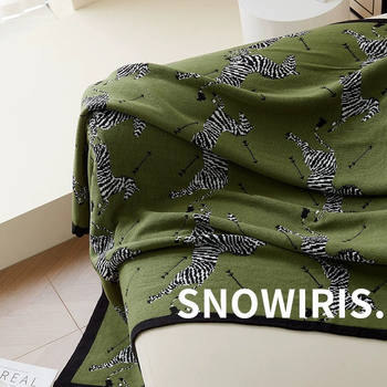 Retro Air Conditioner Ins Blanket Green Zebra Nap Knitted Office Leisure Sofa Blanket Blanket Shawl