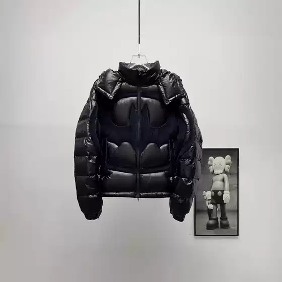 Solander Men's Batman Collaboration Black Hooded down Jacket Thickened and Warm Cross-Border