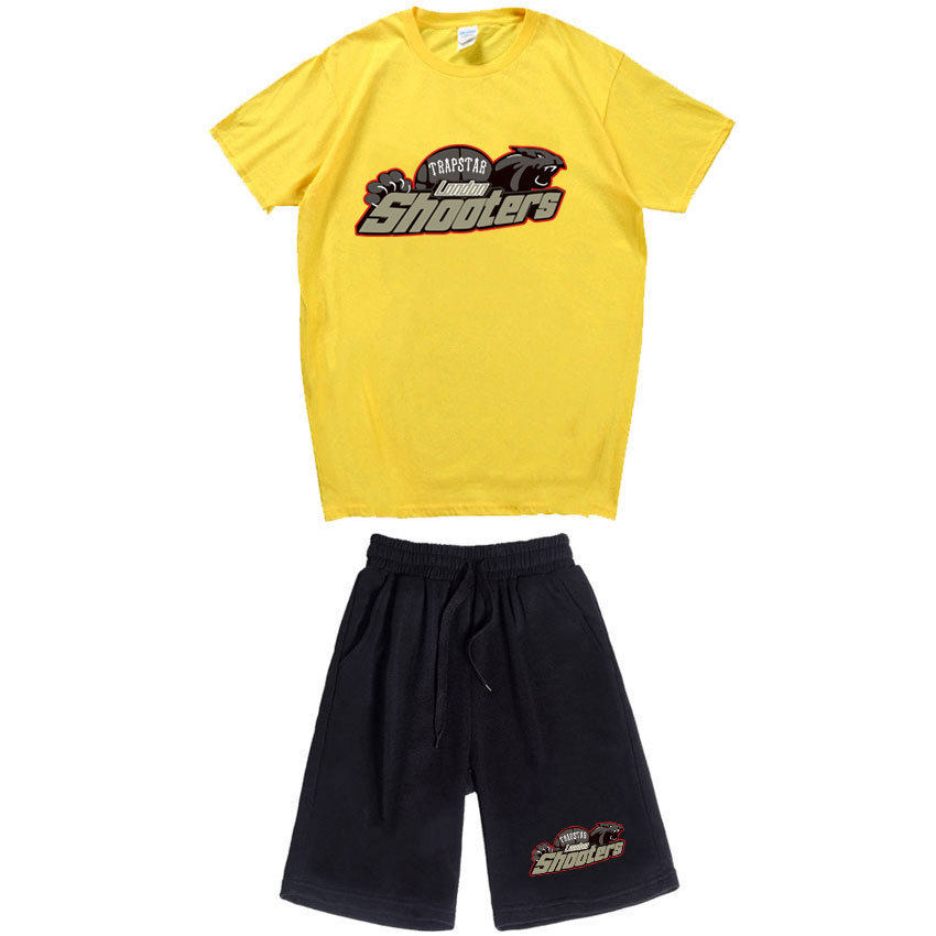 Fashion street casual short-sleeved shorts suit Trapstar red and black tiger head print T-shirt suit couple outfit