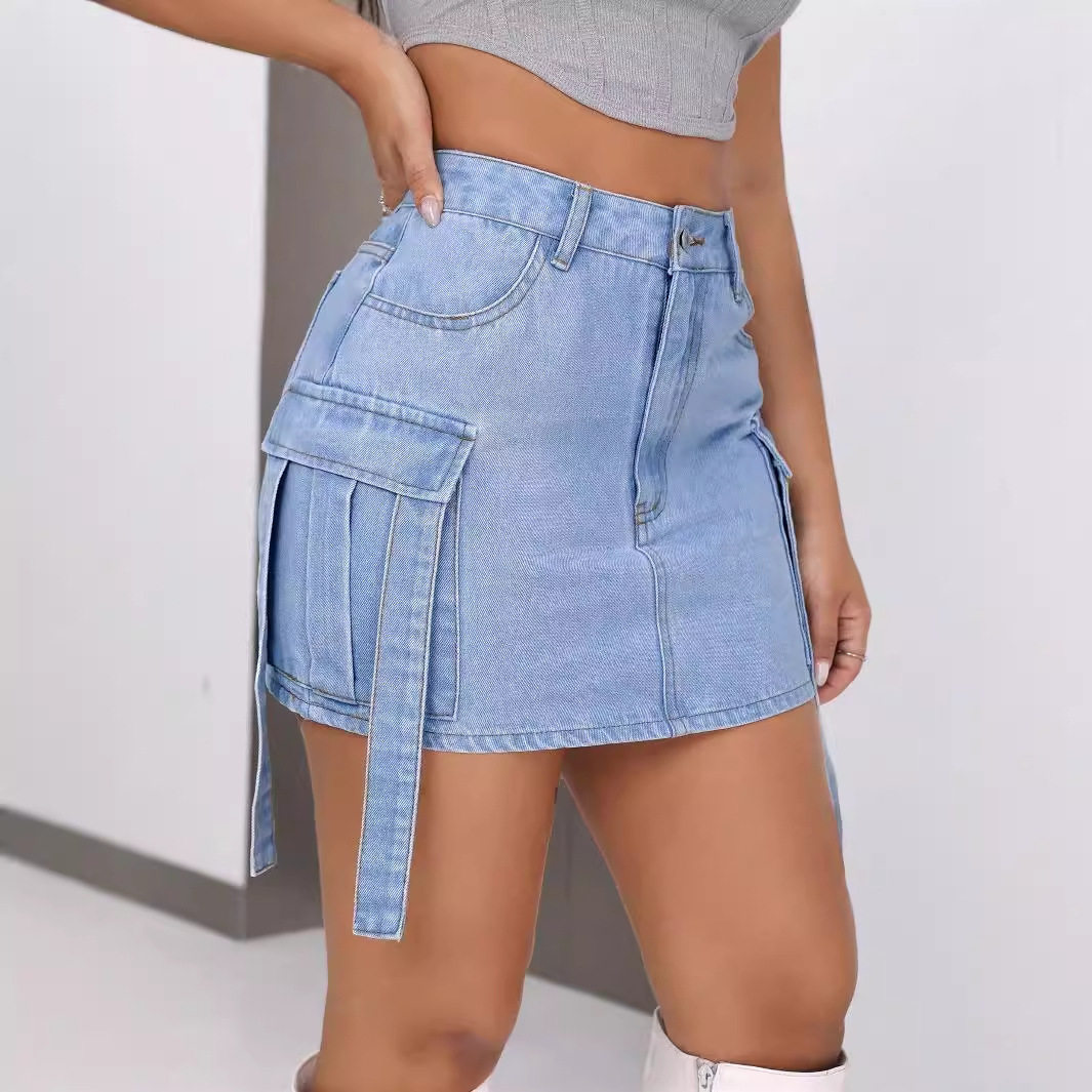Fashionable Denim Midi Skirt Casual Style Belted Design Versatile for Everyday Wear Wholesale Available