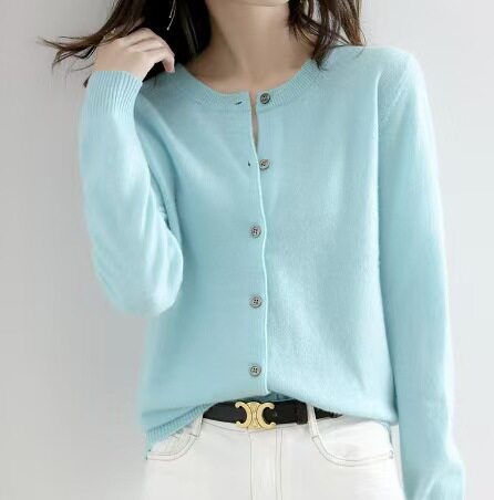 2025春秋新款圆领针织开衫女宽松显瘦毛衣时尚百搭短款上衣女外套