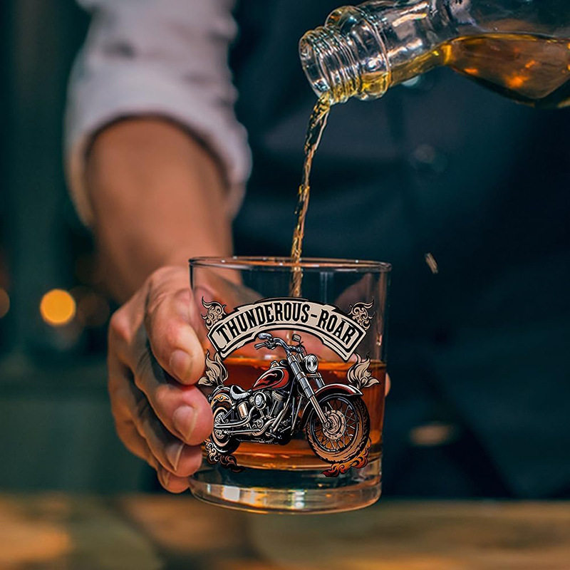 High-End Thick-Bottomed Imported Reinforced Whiskey Glasses Wholesale Wine Glasses with Personalized Pattern Customization