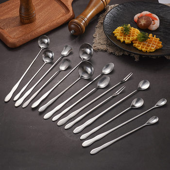 Stainless Steel Long-Handled Gourd-Shaped Spoon, 32cm Extended Pointed Ice Spoon, Mixing Seasoning Spoon, Bar Spoon, Oil Spoon, Condiment Dessert Spoon