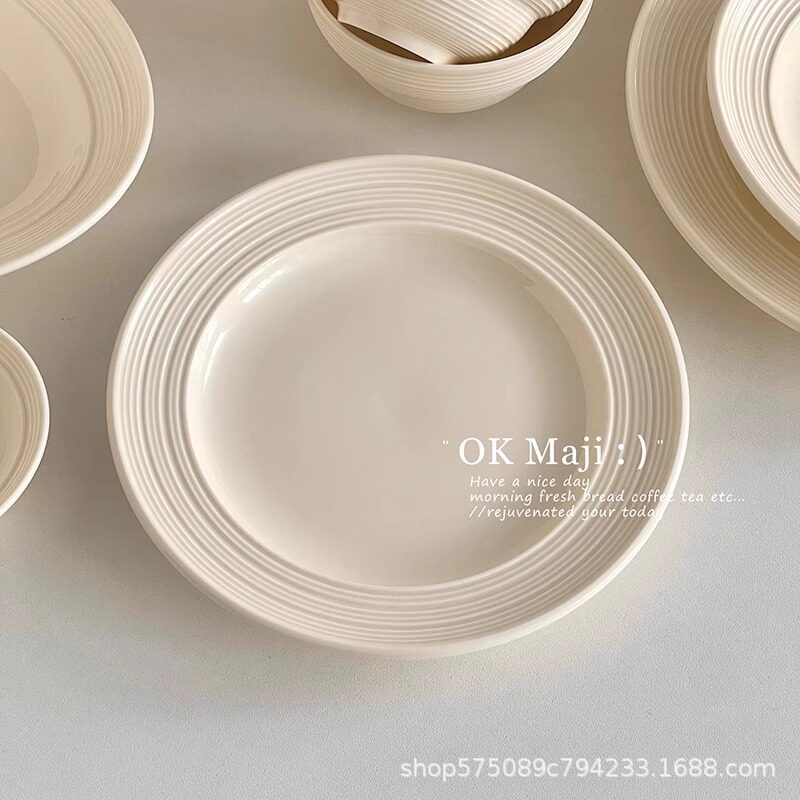 Plate Dish Home High-End Ins Style Tableware Ceramic Fish Plate Accessible Luxury Straw Hat Plate Steak Western Food Plate