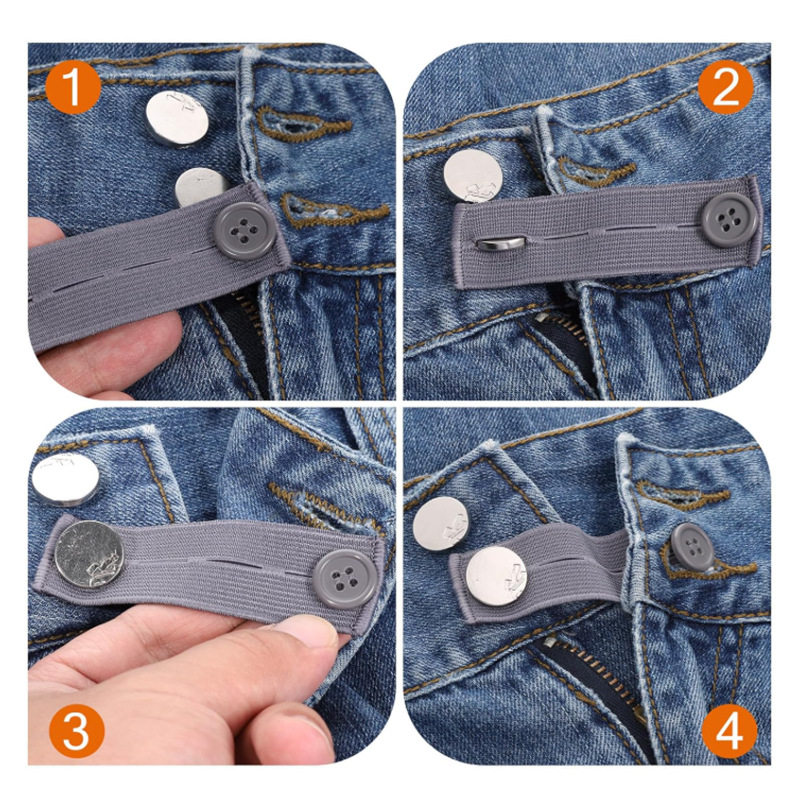 Detachable Waist Extender for Pants, Adjustable Maternity Pants Waistband, Small to Large Adjustment, 4-Hole and 5-Hole Elastic Extender Buckle