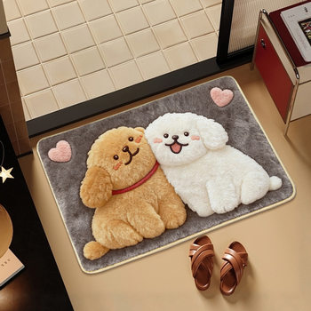 Cute Bathroom Floor Mats Plush Foot Mats Carpet Bathroom Door Absorbent Floor Mats Bathroom Bathroom Non-Slip Foot Mats
