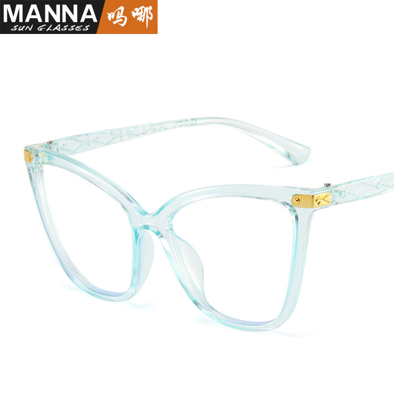 Internet Celebrity Same Style Artistic Glasses Frame Retro Large Frame Plain Plain Light Mirror Fashion Metal Decoration Anti-blue Light Glasses Trendy