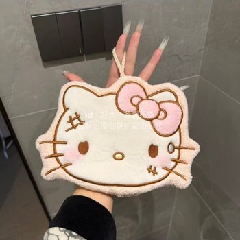 Kt Cat Cartoon Plush Hand Towel Cute Embroider Large Capacity Creative Handkerchief Hand Towel Sweet Girly Heart New Style