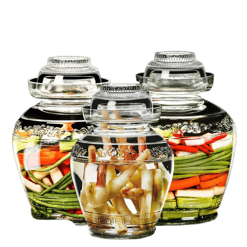 Thickened Glass Pickle Jar from Sichuan with Inner Lid, Sealed Jar for Home Use, Pickle Jar with Lid, Pickle and Pickled Vegetable Jar