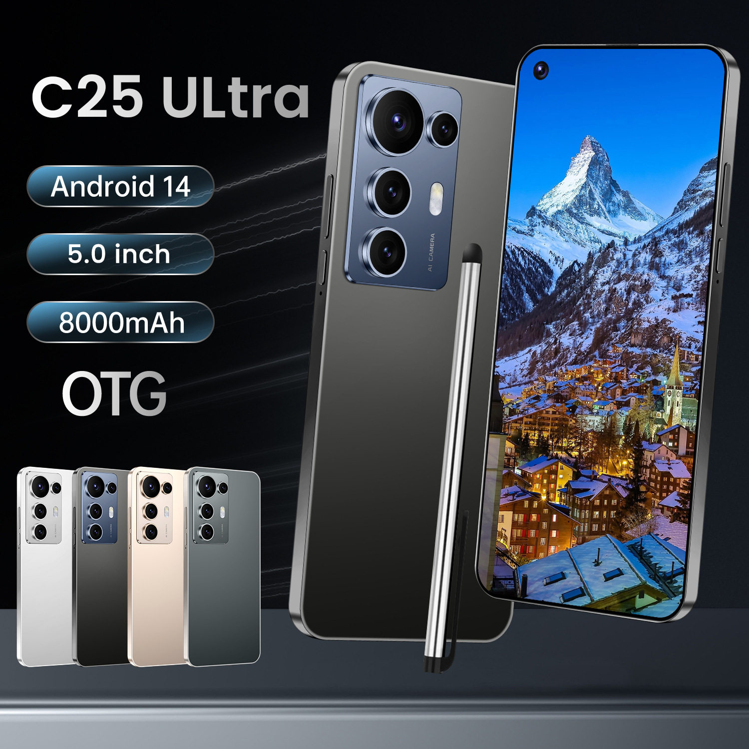c25 ultra跨境手机全球版真4g高端大屏安卓智能手机6+128外贸专供