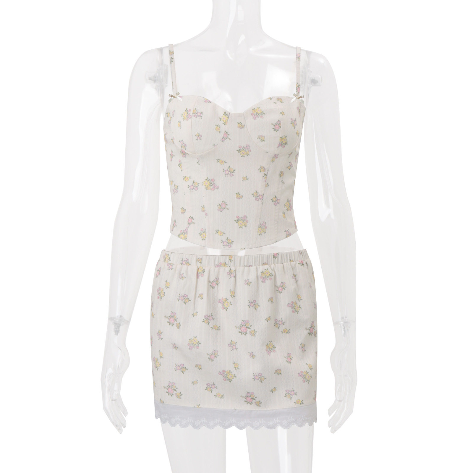 Womens Floral Print Cami Top and Skirt Set Stylish Sweet Fresh Vacation Ready Summer Collection Wholesale