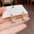 No. 61 Gold-Full Diamond Triangle Pearl Ear Buckle (Thickened True Gold Color Preservation)