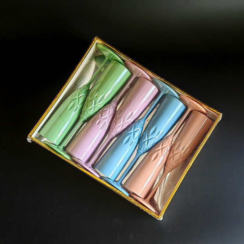 Factory Direct supply 125ml plastic goblet bar restaurant wine glass color champagne glass PS disposable wine glass