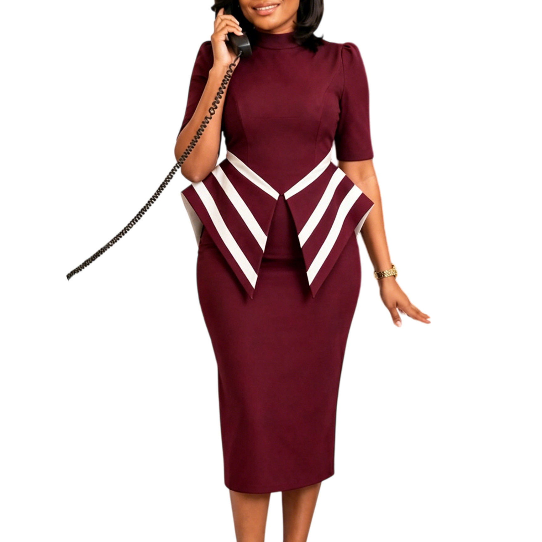 Elegant OL Bodycon Dress Fashionable 5 Point Sleeve Suitable for African and European Styles Wholesale Available