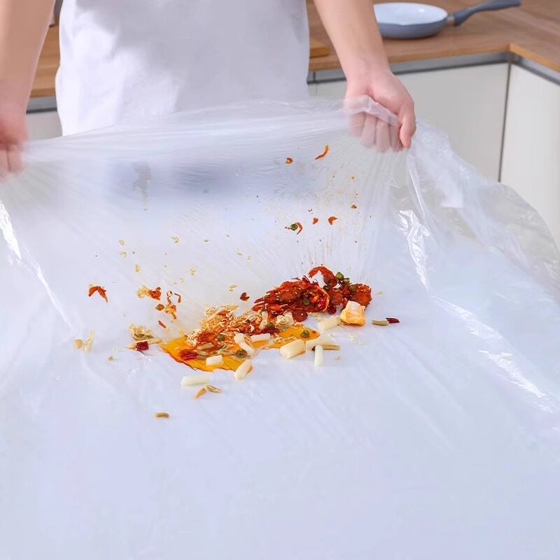 Disposable elastic table cover thickened pe transparent tablecloth waterproof and oil-proof non-washing red girdle table cover