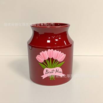 Customized Burgundy Ceramic Spatula Storage Jar Export Export Mother's Day Tulip Pattern Chopstick Barrel Shovel Holder