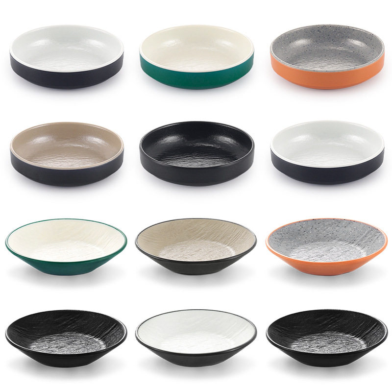 Melamine small dish imitation porcelain plastic Korean round dish snack dish seasoning dipping sauce vinegar dish commercial