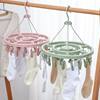 Socks hanger multi-clip round household underwear baby student travel clothes hanger Windproof Folding clothes hanger