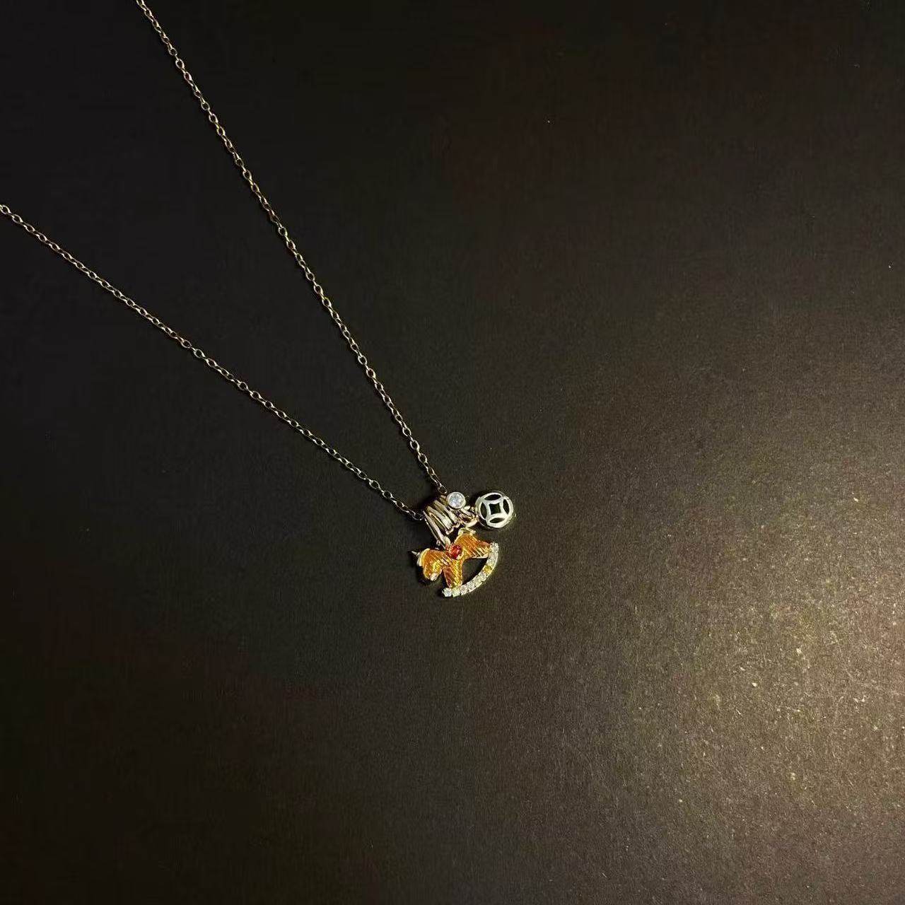 Vintage Silverbloom Necklace for Women Ins Pink Bauhinia High-Value Pendant Clavicle Chain