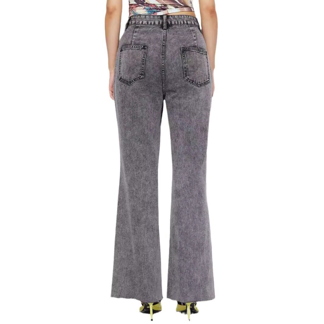 High Waisted Wide Leg Jeans Loose Fit Straight Cut Durable Denim Casual Wear for Women Ready to Ship