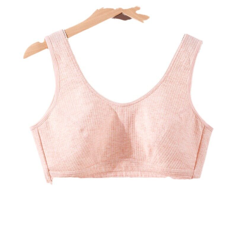 无钢圈透气背心中老年内衣舒适薄款彩棉加肥加大码老奶奶文胸罩