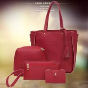 2025 New Style Litchi Pattern Four-Piece Women's Bag Fashion Simple European and American Versatile Handbag Large Capacity Women