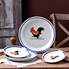 Retro Nostalgic Commercial Rooster Dish Plate Ceramic Rice Plate Soup Plate Deep Plate Restaurant Chinese Tableware Large Round Plate